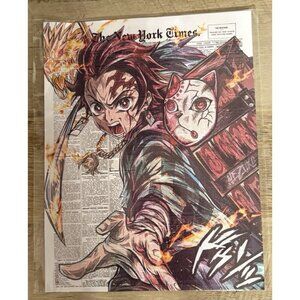 Demon Slayer Anime Character Tanjirou New York Times Background Poster Print